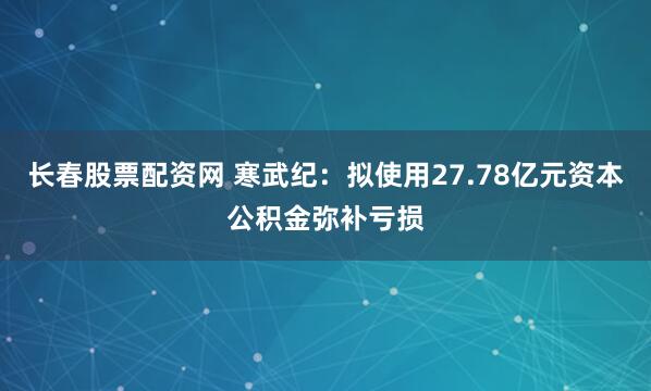 长春股票配资网 寒武纪：拟使用27.78亿元资本公积金弥补亏损